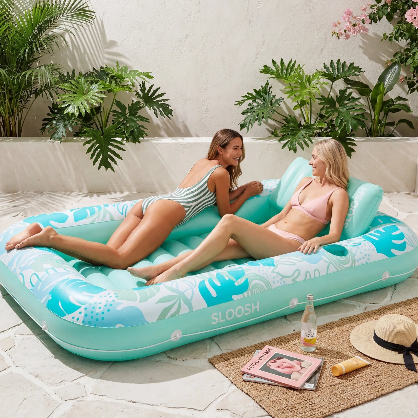 SLOOSH Inflatable Tanning Pool Lounger Float