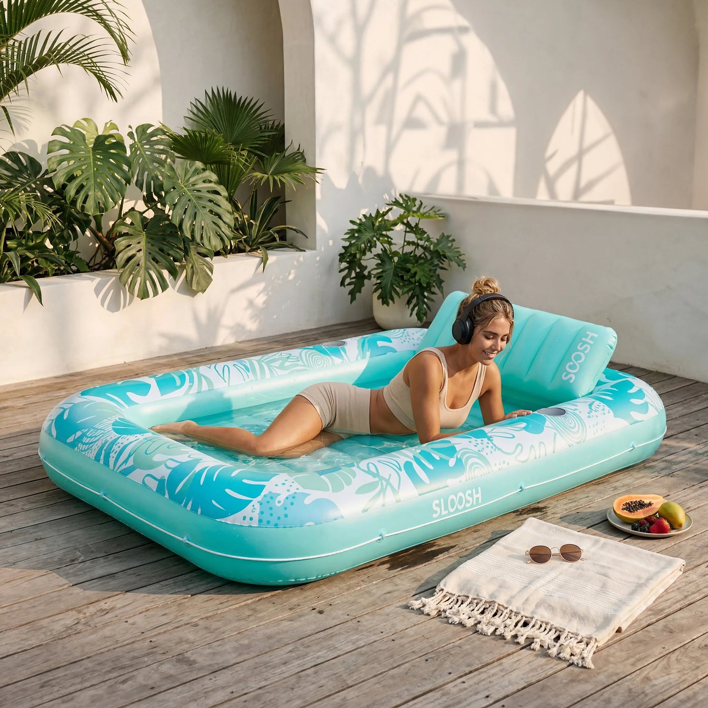 SLOOSH Inflatable Tanning Pool Lounger Float